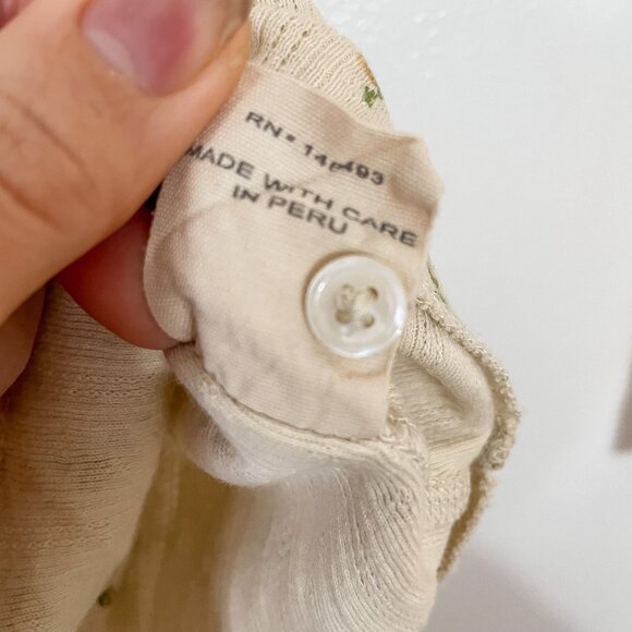 Doen Amelie Yellow Floral Pointelle Button Down Tee Top Shirt, Size XS - Picture 8 of 10